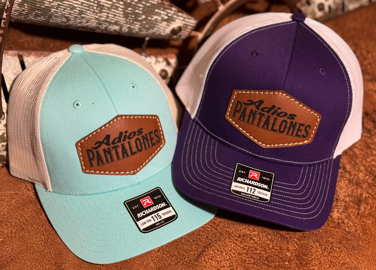 Adios Pantalones Leather Patch Hats