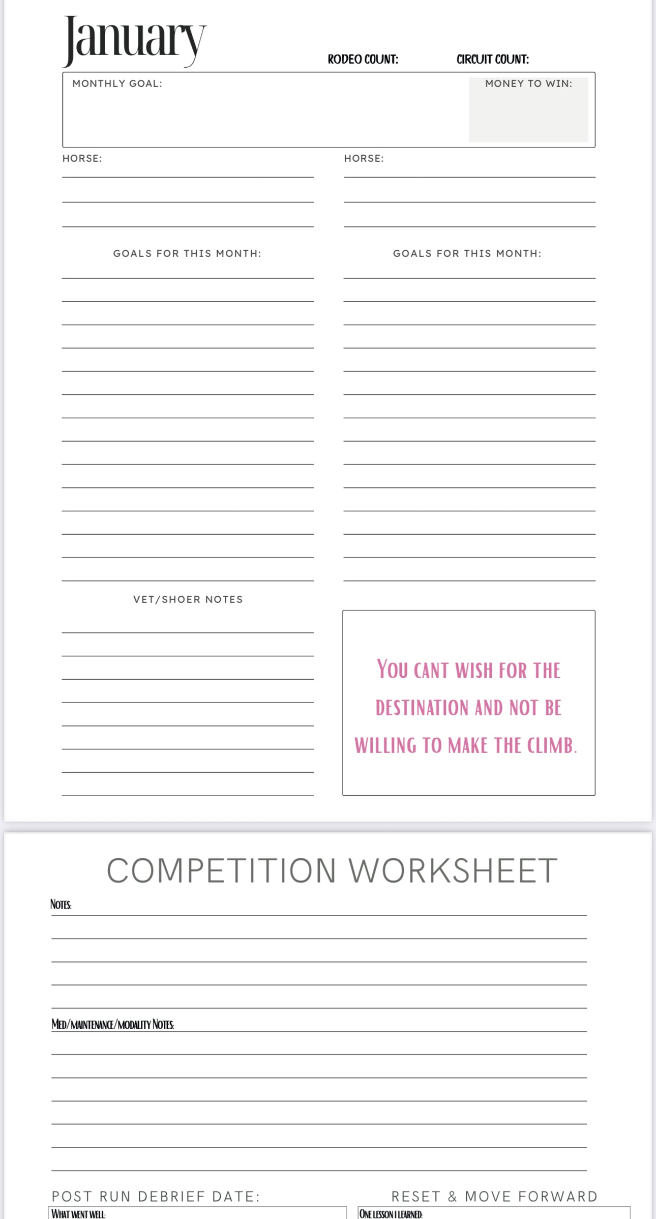 Yearly Planner and Mental Game Workbook