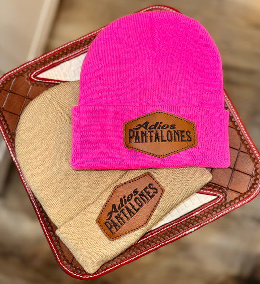Adios Pantalones Leather Patch Beanie